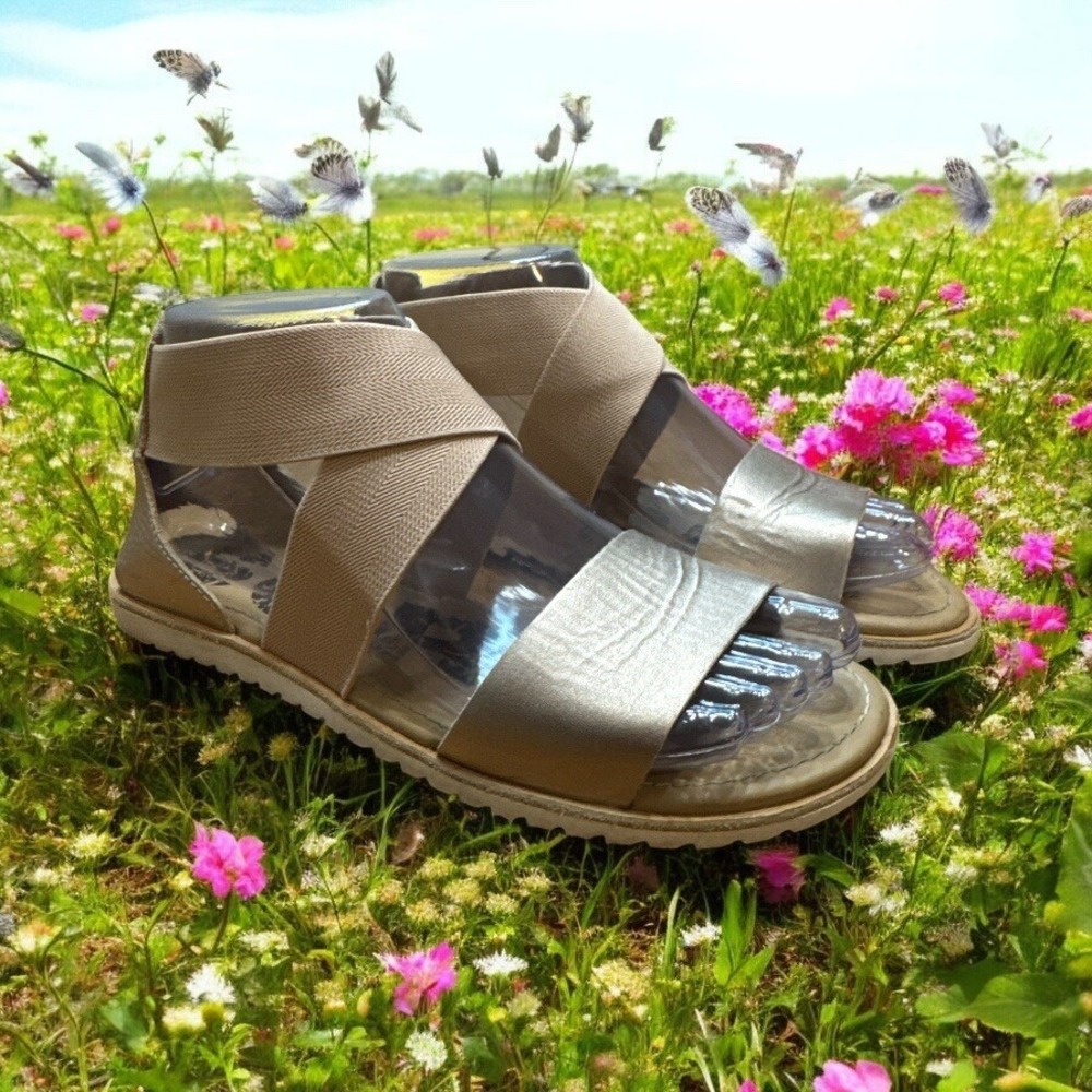 Sorel Ella II Sandals Shoes  Strappy Summer Gladiator Cris Cross size‎  6 Gold